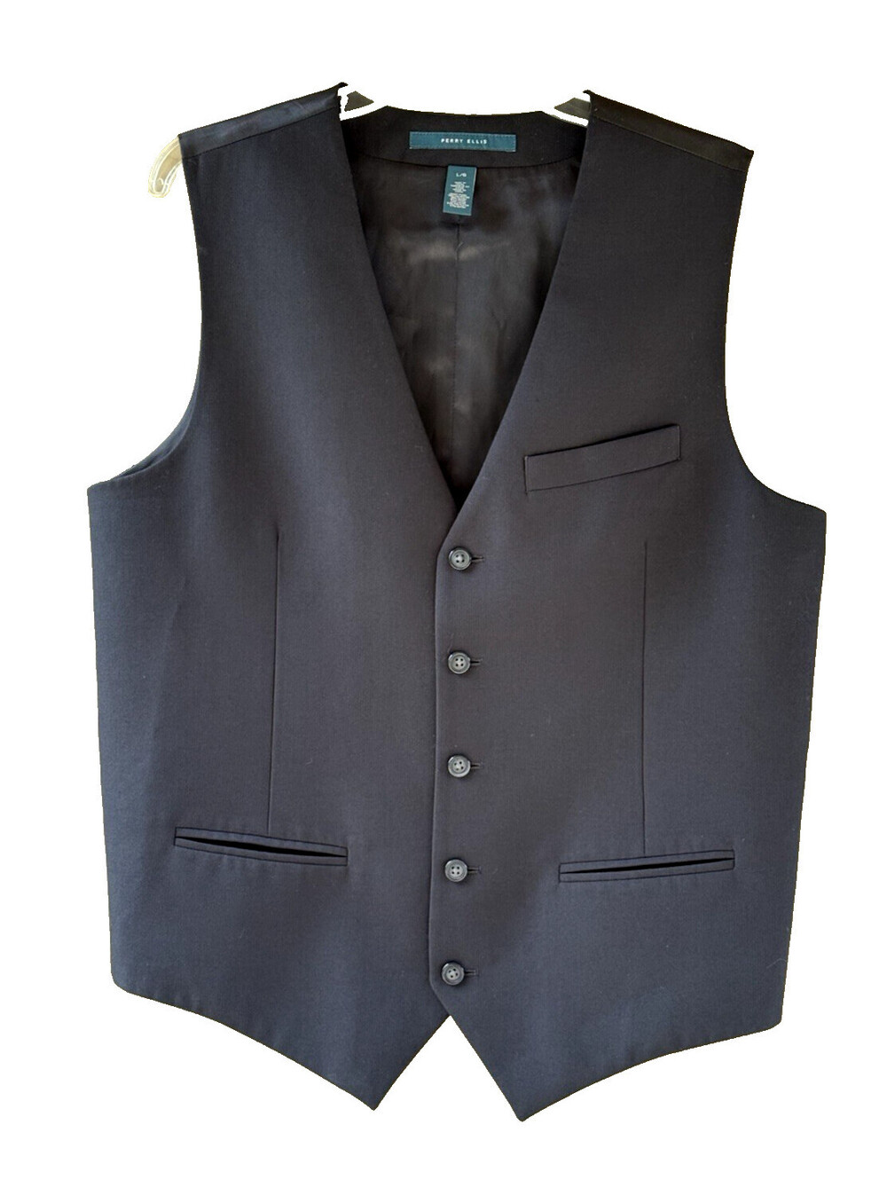 Perry Ellis Men's Black Five Button Down Lined Dress Vest Size L